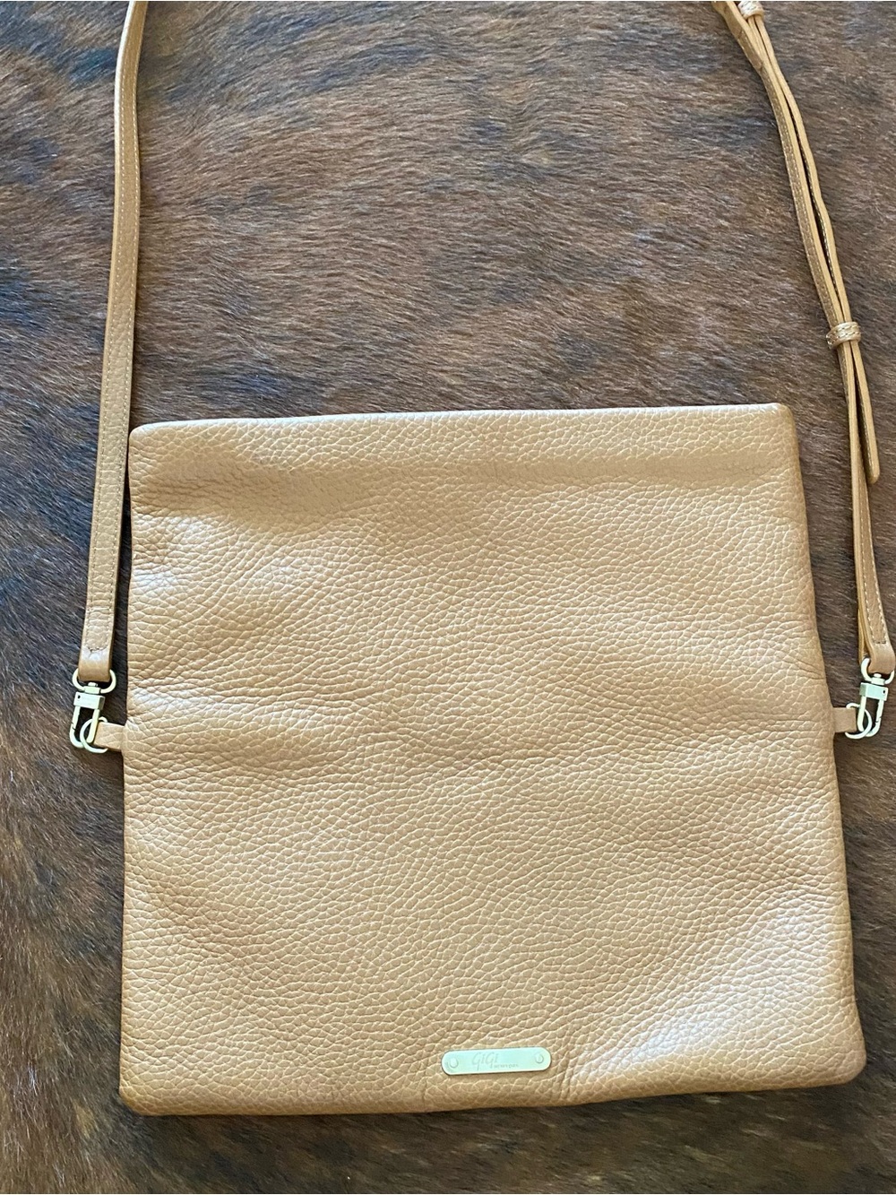 Gigi New York Stella Pebble Foldover Leather Crossbody/Clutch.